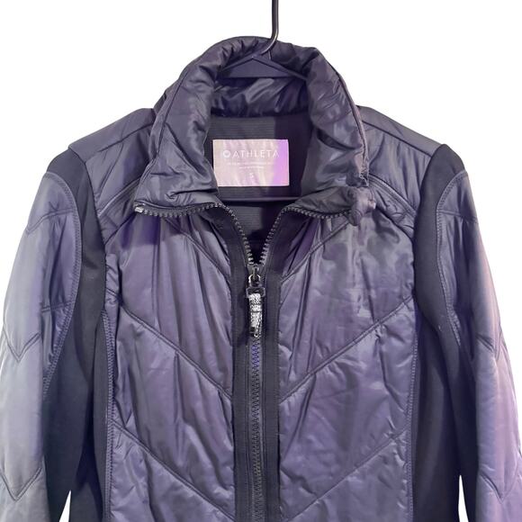 ATHLETA S Black on Black Mid length Nylon Winter Coat GORGEOUS - Picture 3 of 7